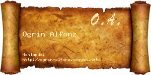 Ogrin Alfonz névjegykártya
